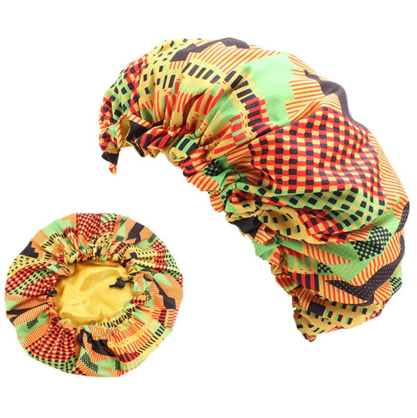 Afrikaanse Kente Print Verstelbare Slaapmuts / Hair Bonnet ( met Satijnen binnenkant )