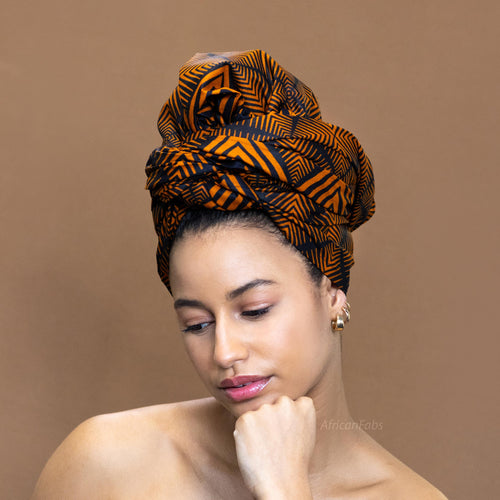 Afrikaanse Bruin / Oranje fade effect hoofddoek - headwrap