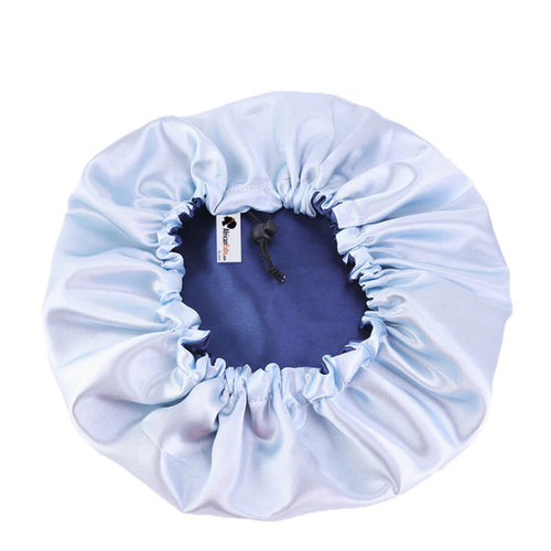 Blauwe Satijnen Slaapmuts / Haar bonnet van Satijn / Satin hair bonnet