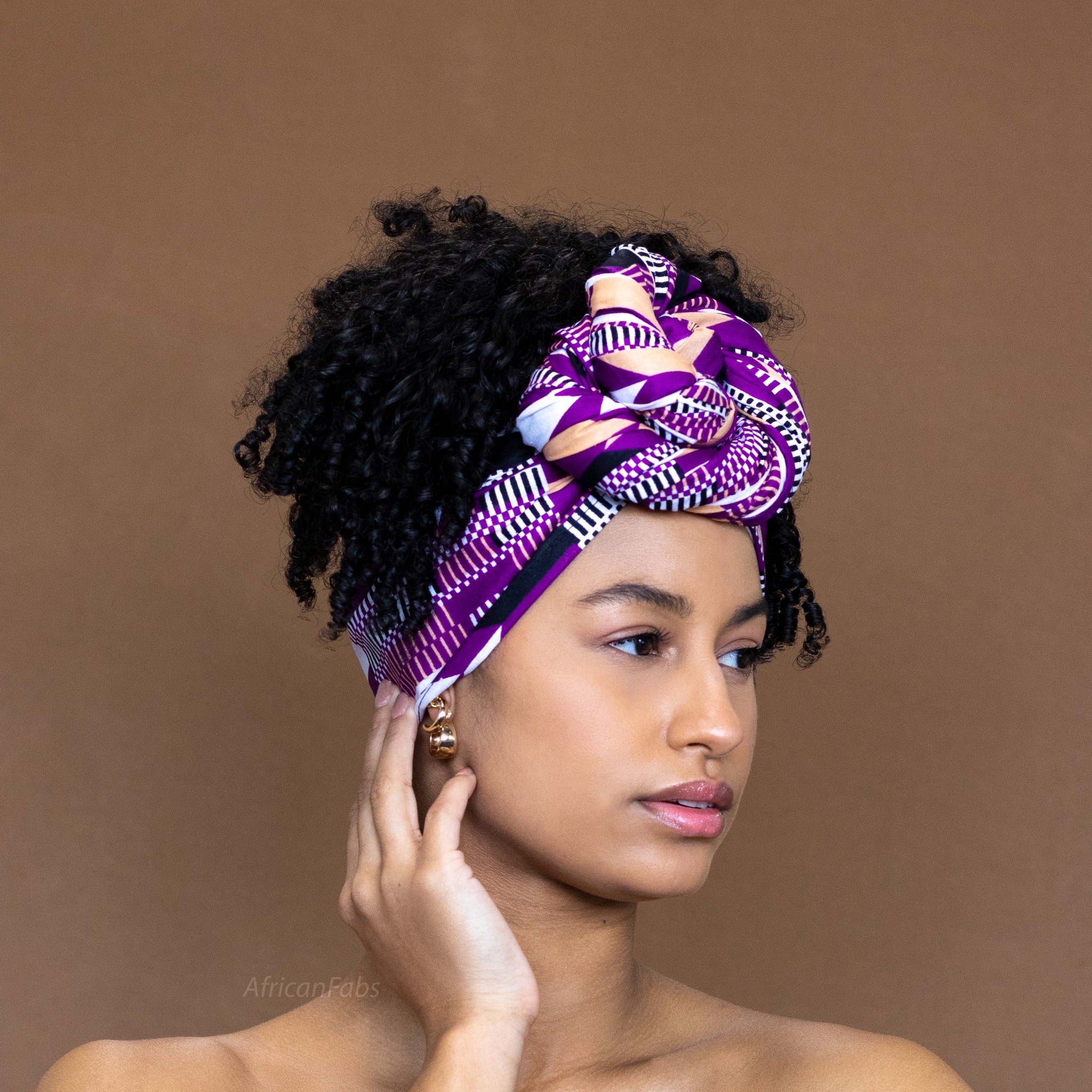 Afrikaanse Paarse kente hoofddoek - headwrap