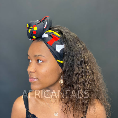 Afrikaanse hoofddoek / headwrap - Rood / gele mud