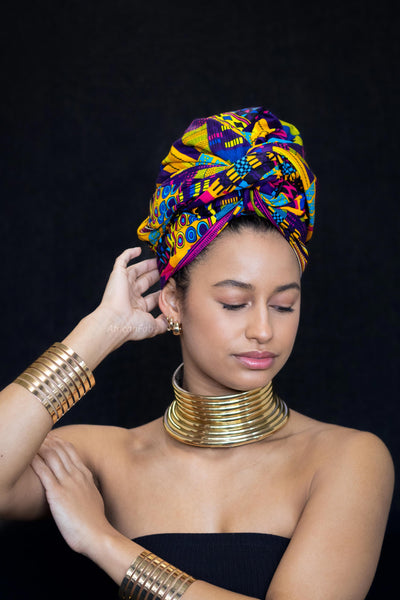 Afrikaanse Multicolor kente print hoofddoek - headwrap