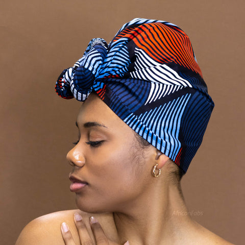 Afrikaanse Blauw / Rode swirl hoofddoek - headwrap