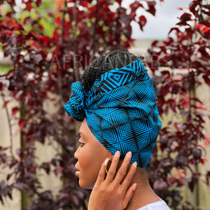 Afrikaanse Blauw hoofddoek - Mud cloth headwrap
