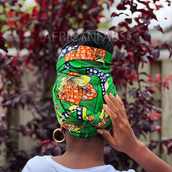 Afrikaanse Groen bloemen hoofddoek - headwrap