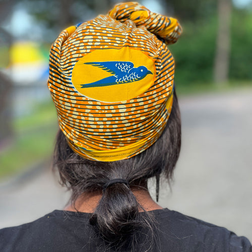 Afrikaanse hoofddoek / Vlisco headwrap - Gele Speedbird