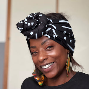 Afrikaanse zwart / witte hoofddoek - Mud cloth headwrap