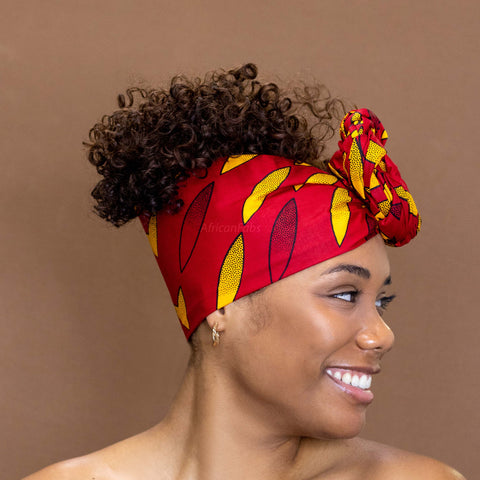 Afrikaanse Rood / gele sunburst hoofddoek - headwrap