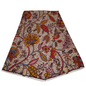 Afrikaanse stof - Multicolor floral life - 100% katoen