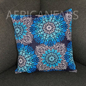 Afrikaans kussen | Blauwe kristal bloemen - Sierkussen 45x45 - 100% Katoen