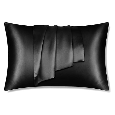 Satijnen kussensloop zwart 60 x 70 cm hoofdkussen formaat - Satin pillow case black / Zijdezachte kussensloop van satijn
