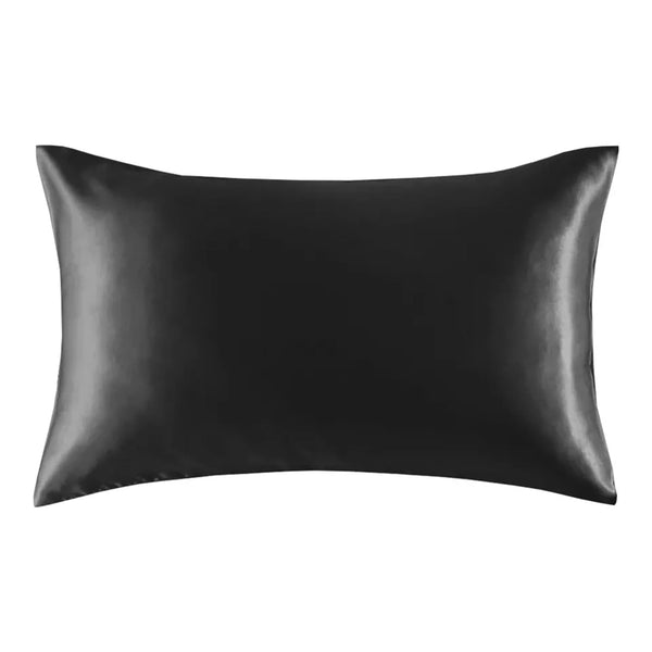 Satijnen kussensloop zwart 60 x 70 cm hoofdkussen formaat - Satin pillow case black / Zijdezachte kussensloop van satijn