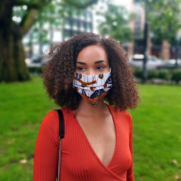 Afrikaanse print mondmasker / mondkapje van katoen Unisex - Rood gele bloemen