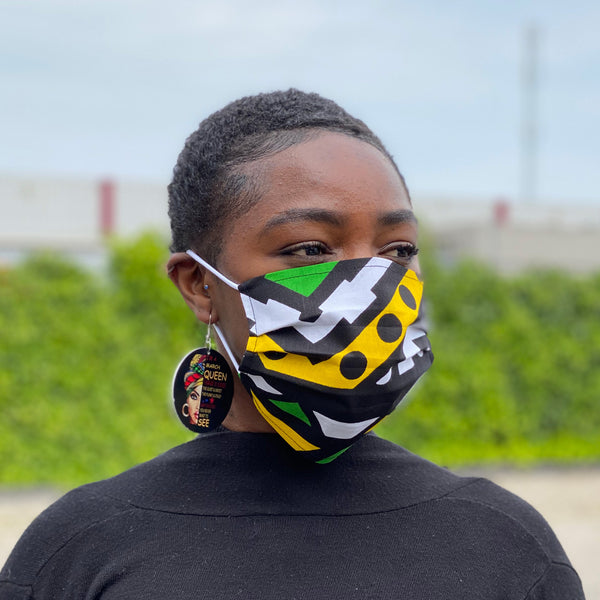 Afrikaanse print mondmasker / mondkapje met print van katoen Unisex - Groene samakaka