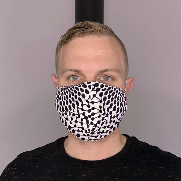 Afrikaanse print mondmasker / mondkapje van katoen Unisex - Zwart / witte dots