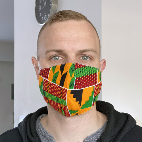 Afrikaanse print mondmasker / mondkapje van katoen Unisex - Geel Groene Kente