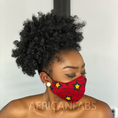 African print Mouth mask / Face mask made of Vlisco fabric (Premium model) Unisex - Red star