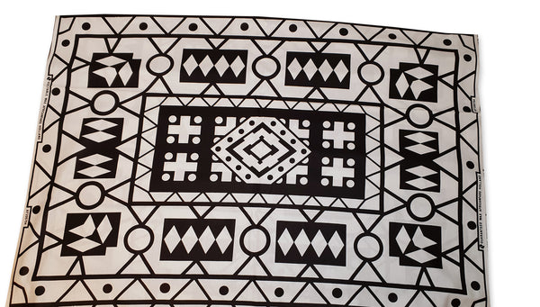 Afrikaanse Zwart / Witte Samakaka stof - Traditioneel uit Angola - Samacaca 100% katoen