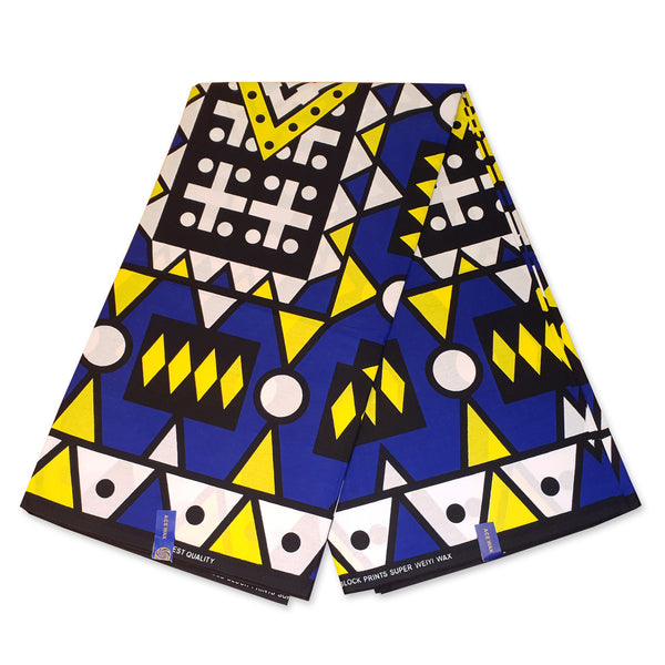 Afrikaanse hoofddoek / headwrap - Blauw Gele samakaka
