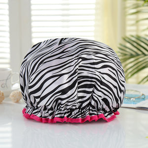 GROTE Douchemuts / Shower cap voor vol haar / krullen / afro - Zwart witte zebra