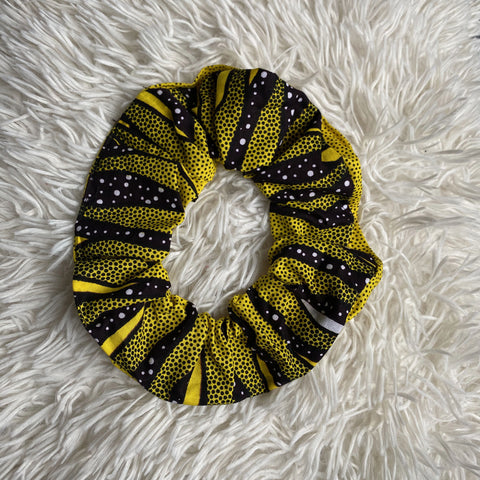 Scrunchie Afrikaanse print - XL Haaraccessoire - Geel / zwart