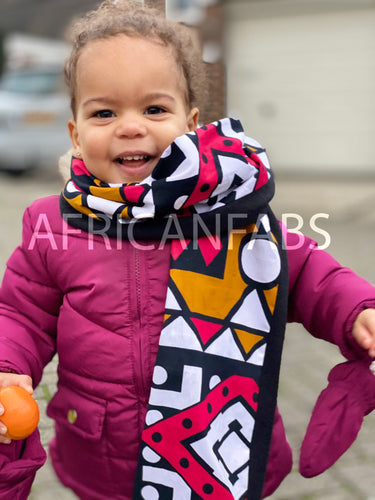 Warme Sjaal voor Kinderen met Afrikaanse print Unisex - Mosterd Rode Samakaka