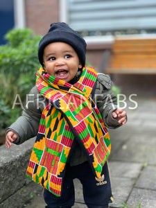 Warme Sjaal voor Kinderen met Afrikaanse print Unisex - Geel / Groene Kente