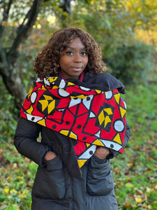 Warme Sjaal met Afrikaanse print Unisex - Rode Samakaka