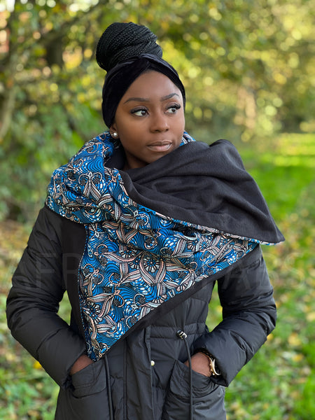 Warme Sjaal met Afrikaanse print Unisex - Blauwe Starflower