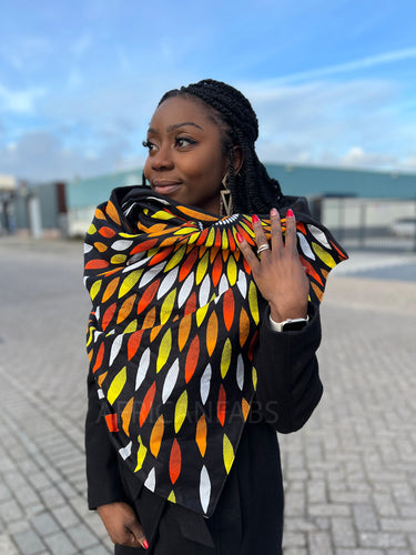 Warme Sjaal met Afrikaanse print Unisex - Zwart / gele sunburst