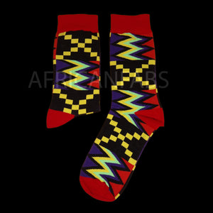 Afrikaanse sokken / Afro sokken / Kente sokken - Zwart / Rood / Paars