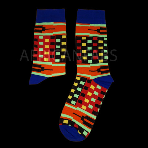 Afrikaanse sokken / Afro sokken / Kente sokken - Blauw multicolor