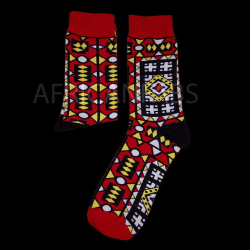 SJAAL & SOK SET - Afrikaanse print Rode Samakaka Winter Sjaal + Sokken