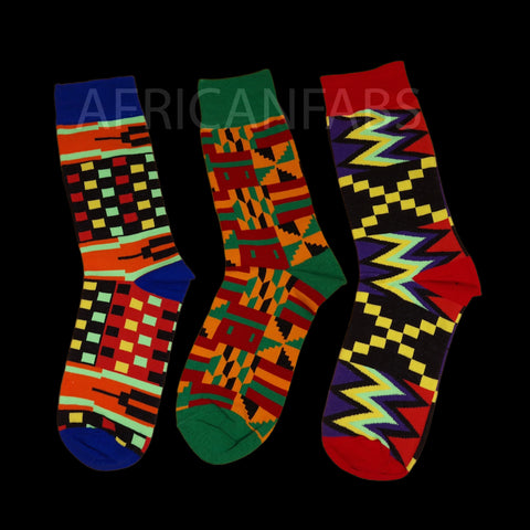 Afrikaanse sokken / Afro sokken / kente print - Set van 3 paar
