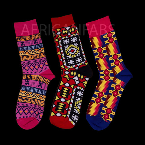 Afrikaanse sokken / Afro sokken / kente / Mud / Samakaka print - Set van 3 paar