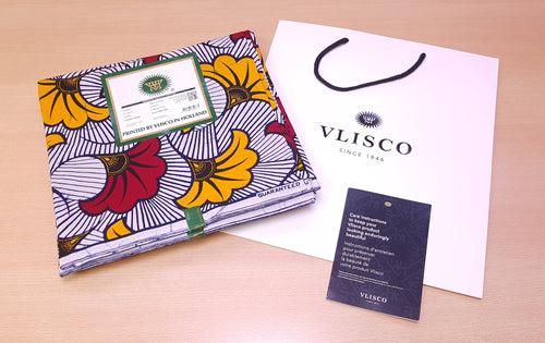 VLISCO stof Hollandais Afrikaanse Wax print - Witte Trouwbloemen