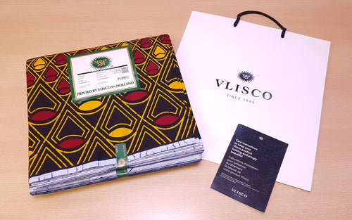VLISCO stof Hollandais Afrikaanse Wax print - Rood / Gele Banga