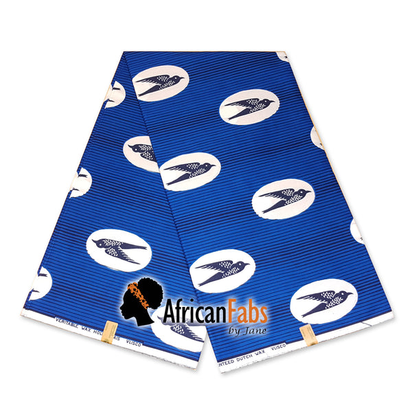 Afrikaanse hoofddoek / Vlisco headwrap - Blauw / Witte speedbird