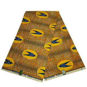 VLISCO stof Hollandais Afrikaanse Wax print - Oranje Gele Speedbird
