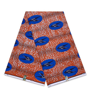 VLISCO stof Hollandais Afrikaanse Wax print - Oranje Blauwe Speedbird LIMITED EDITION