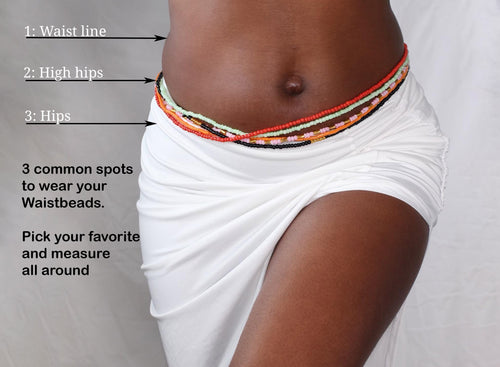 Waist Beads / Afrikaanse Heupketting - EGHE - Groen / wit (elastisch)