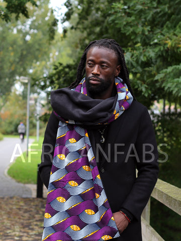 Warme Sjaal met Afrikaanse print Unisex - Paarse tangle