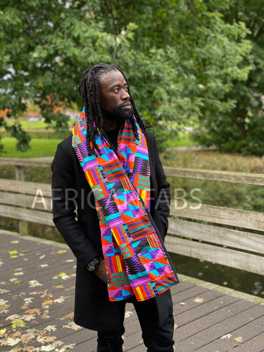 Warme Sjaal met Afrikaanse print Unisex - Paars / roze kente