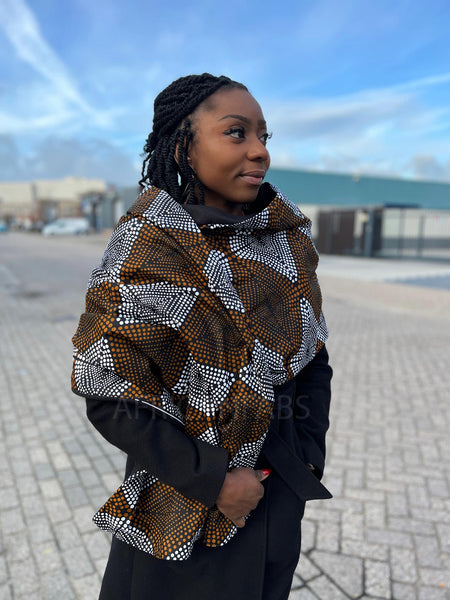 Warme Sjaal met Afrikaanse print Unisex - Mosterd / bruin