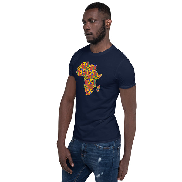 T-shirt Unisex - Afrikaans continent in Kente print D001 (Zwart of Wit)