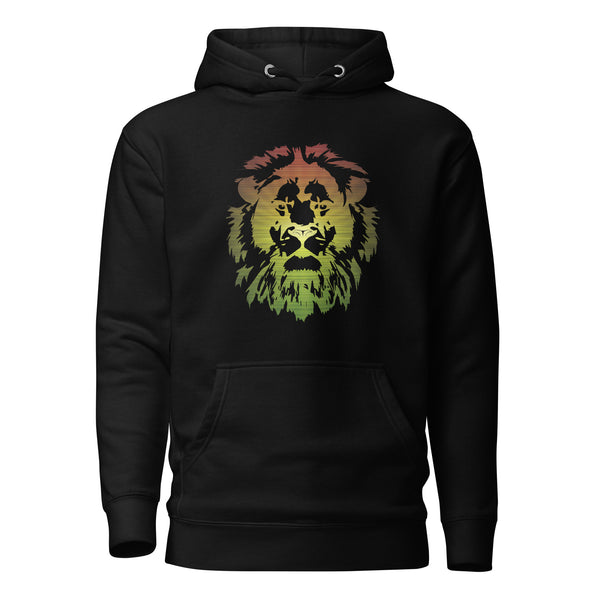 Hoodie - Unisex - Lion Head in Pan African colors D021 (Hoodie in meerdere kleuren beschikbaar)