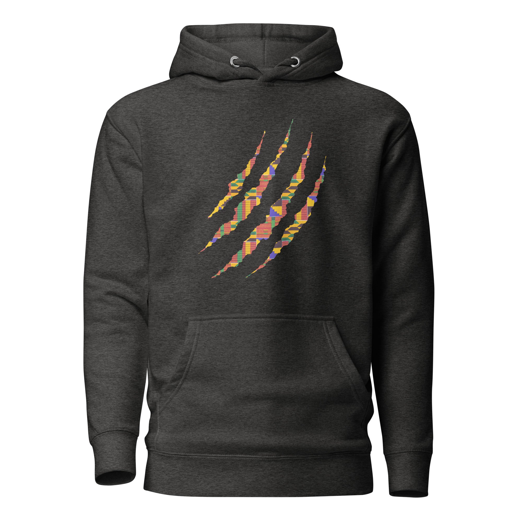 Hoodie - Unisex - Claw in Kente print D022 (Hoodie in Zwart of Wit)
