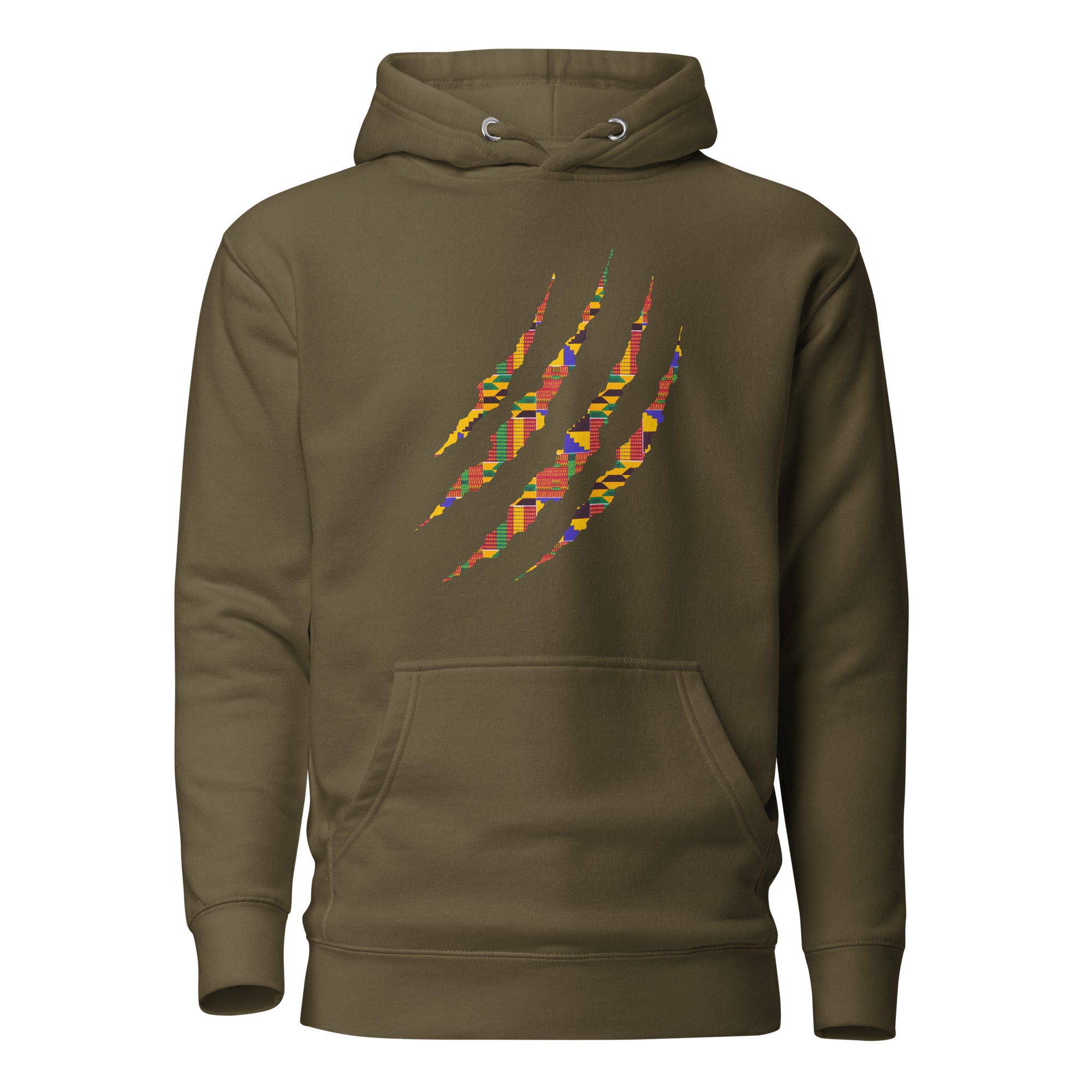 Hoodie - Unisex - Claw in Kente print D022 (Hoodie in Zwart of Wit)