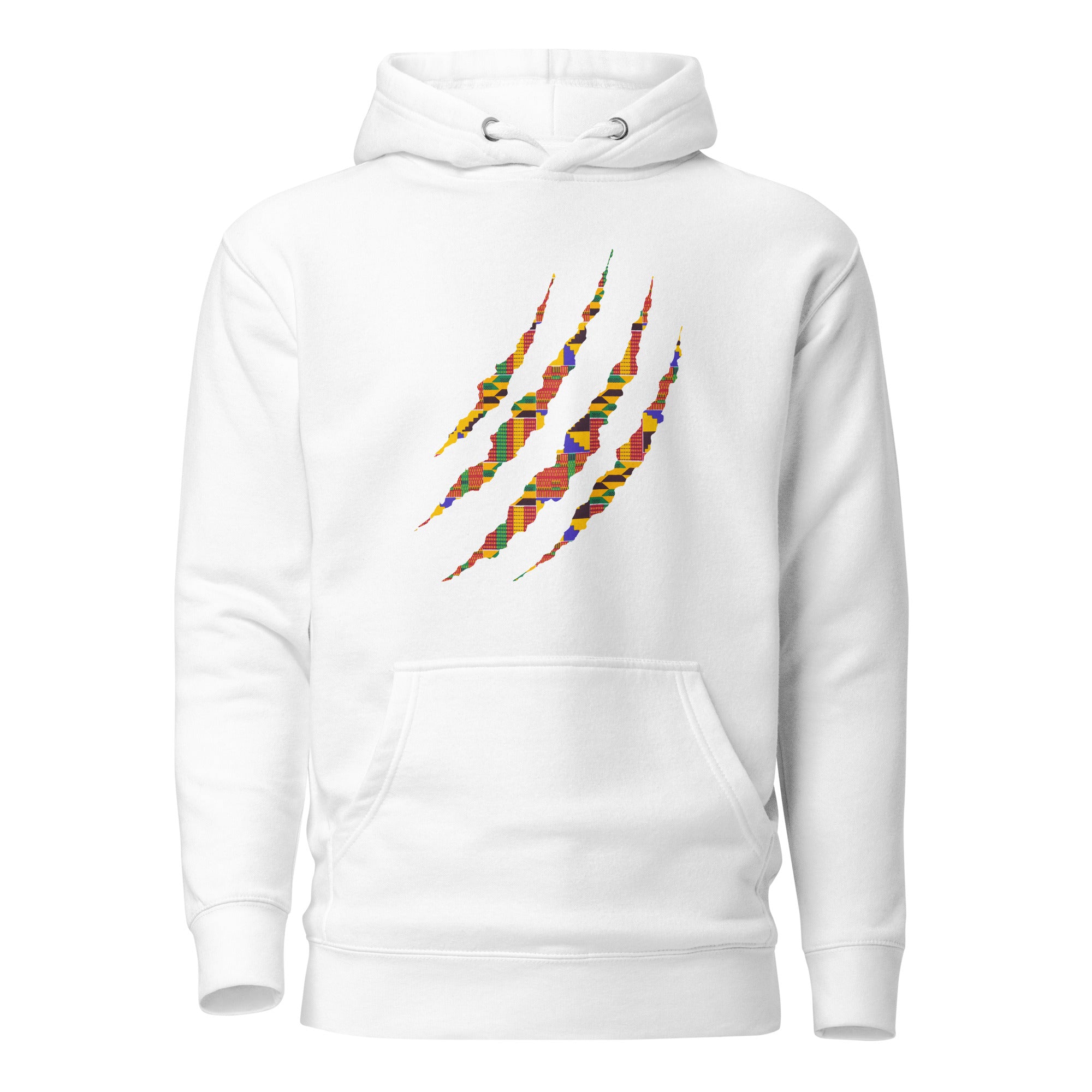 Hoodie - Unisex - Claw in Kente print D022 (Hoodie in Zwart of Wit)
