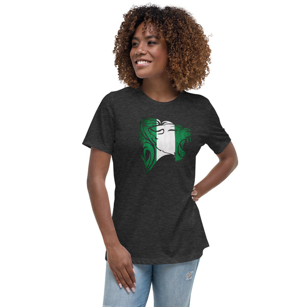 T-shirt Dames - Brullende leeuw in Nigeriaanse vlag D026
